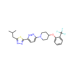 CC(C)Cc1nnc(-c2ccc(N3CCC(Oc4ccccc4C(F)(F)F)CC3)nn2)s1 ZINC000045386942