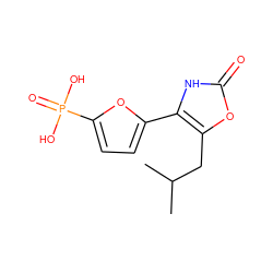 CC(C)Cc1oc(=O)[nH]c1-c1ccc(P(=O)(O)O)o1 ZINC000169326721