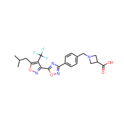 CC(C)Cc1onc(-c2nc(-c3ccc(CN4CC(C(=O)O)C4)cc3)no2)c1C(F)(F)F ZINC000140605339