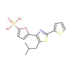 CC(C)Cc1sc(-c2cccs2)nc1-c1ccc(P(=O)(O)O)o1 ZINC000066112021