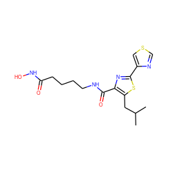 CC(C)Cc1sc(-c2cscn2)nc1C(=O)NCCCCC(=O)NO ZINC000147352349