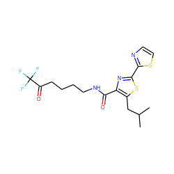 CC(C)Cc1sc(-c2nccs2)nc1C(=O)NCCCCC(=O)C(F)(F)F ZINC000653704152