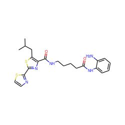 CC(C)Cc1sc(-c2nccs2)nc1C(=O)NCCCCC(=O)Nc1ccccc1N ZINC000147368796