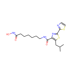 CC(C)Cc1sc(-c2nccs2)nc1C(=O)NCCCCCCC(=O)NO ZINC000147372760