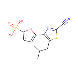 CC(C)Cc1sc(C#N)nc1-c1ccc(P(=O)(O)O)o1 ZINC000066099715