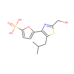 CC(C)Cc1sc(CO)nc1-c1ccc(P(=O)(O)O)o1 ZINC000066103373