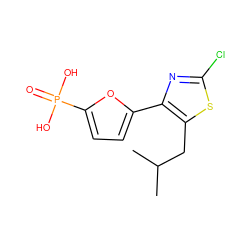 CC(C)Cc1sc(Cl)nc1-c1ccc(P(=O)(O)O)o1 ZINC000066103375