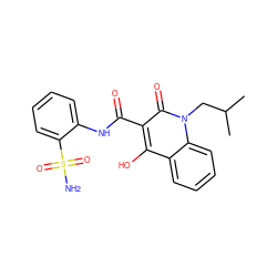 CC(C)Cn1c(=O)c(C(=O)Nc2ccccc2S(N)(=O)=O)c(O)c2ccccc21 ZINC000100483080