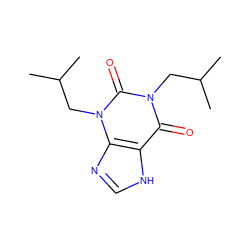 CC(C)Cn1c(=O)c2[nH]cnc2n(CC(C)C)c1=O ZINC000013833540