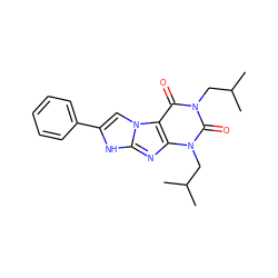 CC(C)Cn1c(=O)c2c(nc3[nH]c(-c4ccccc4)cn32)n(CC(C)C)c1=O ZINC000034641325