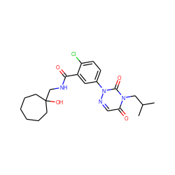 CC(C)Cn1c(=O)cnn(-c2ccc(Cl)c(C(=O)NCC3(O)CCCCCC3)c2)c1=O ZINC000071340825