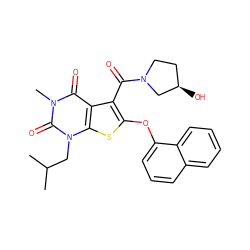 CC(C)Cn1c(=O)n(C)c(=O)c2c(C(=O)N3CC[C@@H](O)C3)c(Oc3cccc4ccccc34)sc21 ZINC000014977622