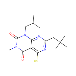 CC(C)Cn1c(=O)n(C)c(=O)c2c(S)nc(CC(C)(C)C)nc21 ZINC000003887020