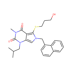 CC(C)Cn1c(=O)n(C)c(=O)c2c(SCCCO)n(Cc3cccc4ccccc34)cc21 ZINC000013603353