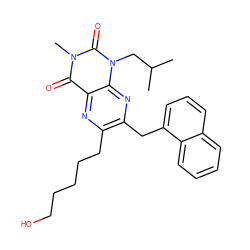 CC(C)Cn1c(=O)n(C)c(=O)c2nc(CCCCCO)c(Cc3cccc4ccccc34)nc21 ZINC000207704803