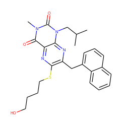 CC(C)Cn1c(=O)n(C)c(=O)c2nc(SCCCCO)c(Cc3cccc4ccccc34)nc21 ZINC000299833453