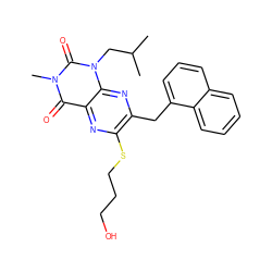 CC(C)Cn1c(=O)n(C)c(=O)c2nc(SCCCO)c(Cc3cccc4ccccc34)nc21 ZINC000299835565