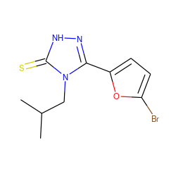 CC(C)Cn1c(-c2ccc(Br)o2)n[nH]c1=S ZINC000006493091