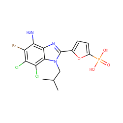 CC(C)Cn1c(-c2ccc(P(=O)(O)O)o2)nc2c(N)c(Br)c(Cl)c(Cl)c21 ZINC000045303306