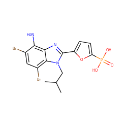 CC(C)Cn1c(-c2ccc(P(=O)(O)O)o2)nc2c(N)c(Br)cc(Br)c21 ZINC000045288115