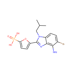 CC(C)Cn1c(-c2ccc(P(=O)(O)O)o2)nc2c(N)c(Br)ccc21 ZINC000045254221