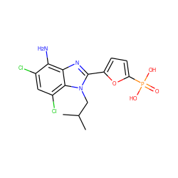 CC(C)Cn1c(-c2ccc(P(=O)(O)O)o2)nc2c(N)c(Cl)cc(Cl)c21 ZINC000045302882