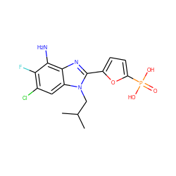 CC(C)Cn1c(-c2ccc(P(=O)(O)O)o2)nc2c(N)c(F)c(Cl)cc21 ZINC000045260705