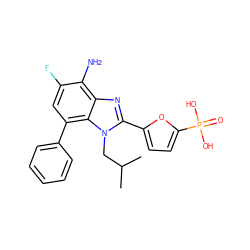 CC(C)Cn1c(-c2ccc(P(=O)(O)O)o2)nc2c(N)c(F)cc(-c3ccccc3)c21 ZINC000045258259