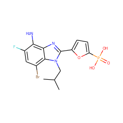 CC(C)Cn1c(-c2ccc(P(=O)(O)O)o2)nc2c(N)c(F)cc(Br)c21 ZINC000045299474