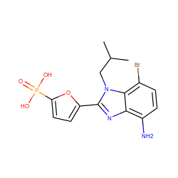 CC(C)Cn1c(-c2ccc(P(=O)(O)O)o2)nc2c(N)ccc(Br)c21 ZINC000045301133