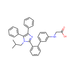 CC(C)Cn1c(-c2ccccc2-c2cccc(NCC(=O)O)c2)nc(-c2ccccc2)c1-c1ccccc1 ZINC000001549393