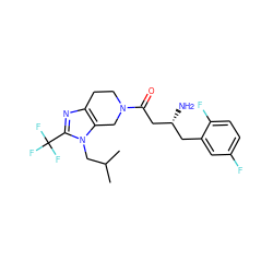 CC(C)Cn1c(C(F)(F)F)nc2c1CN(C(=O)C[C@H](N)Cc1cc(F)ccc1F)CC2 ZINC000028956687