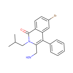 CC(C)Cn1c(CN)c(-c2ccccc2)c2cc(Br)ccc2c1=O ZINC000150222861