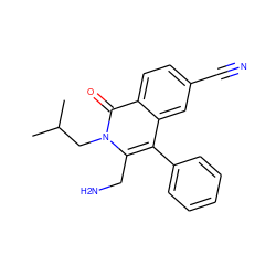 CC(C)Cn1c(CN)c(-c2ccccc2)c2cc(C#N)ccc2c1=O ZINC000072106362