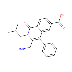 CC(C)Cn1c(CN)c(-c2ccccc2)c2cc(C(=O)O)ccc2c1=O ZINC000072106572