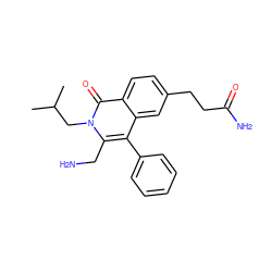 CC(C)Cn1c(CN)c(-c2ccccc2)c2cc(CCC(N)=O)ccc2c1=O ZINC000072105557