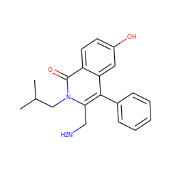 CC(C)Cn1c(CN)c(-c2ccccc2)c2cc(O)ccc2c1=O ZINC000072106656