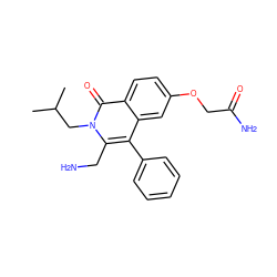 CC(C)Cn1c(CN)c(-c2ccccc2)c2cc(OCC(N)=O)ccc2c1=O ZINC000034575872