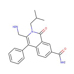 CC(C)Cn1c(CN)c(-c2ccccc2)c2ccc(C(N)=O)cc2c1=O ZINC000072106340