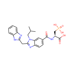 CC(C)Cn1c(Cc2nc3ccccc3[nH]2)nc2ccc(C(=O)N[C@@H](CP(=O)(O)O)C(=O)O)cc21 ZINC000013860274