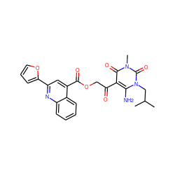 CC(C)Cn1c(N)c(C(=O)COC(=O)c2cc(-c3ccco3)nc3ccccc23)c(=O)n(C)c1=O ZINC000002632041