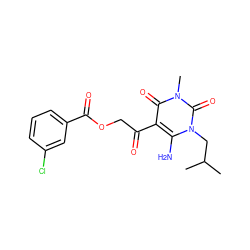 CC(C)Cn1c(N)c(C(=O)COC(=O)c2cccc(Cl)c2)c(=O)n(C)c1=O ZINC000002640571