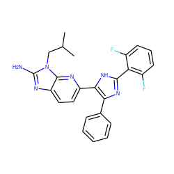 CC(C)Cn1c(N)nc2ccc(-c3[nH]c(-c4c(F)cccc4F)nc3-c3ccccc3)nc21 ZINC000029130801