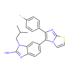 CC(C)Cn1c(N)nc2ccc(-c3c(-c4ccc(F)cc4)nc4sccn34)cc21 ZINC000063298072