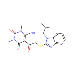 CC(C)Cn1c(SCC(=O)c2c(N)n(C)c(=O)n(C)c2=O)nc2ccccc21 ZINC000003498701