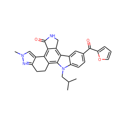 CC(C)Cn1c2ccc(C(=O)c3ccco3)cc2c2c3c(c4c(c21)CCc1nn(C)cc1-4)C(=O)NC3 ZINC000029125577