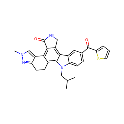 CC(C)Cn1c2ccc(C(=O)c3cccs3)cc2c2c3c(c4c(c21)CCc1nn(C)cc1-4)C(=O)NC3 ZINC000029125924