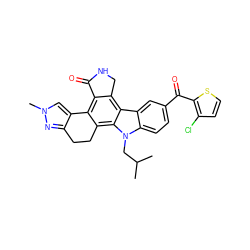 CC(C)Cn1c2ccc(C(=O)c3sccc3Cl)cc2c2c3c(c4c(c21)CCc1nn(C)cc1-4)C(=O)NC3 ZINC000029125873