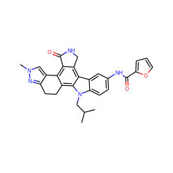 CC(C)Cn1c2ccc(NC(=O)c3ccco3)cc2c2c3c(c4c(c21)CCc1nn(C)cc1-4)C(=O)NC3 ZINC000036338900