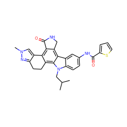 CC(C)Cn1c2ccc(NC(=O)c3cccs3)cc2c2c3c(c4c(c21)CCc1nn(C)cc1-4)C(=O)NC3 ZINC000036338930